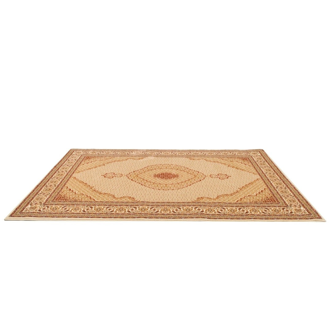 4 x 6 Beige and Ivory Oriental Power Loom Area Rug Image 7