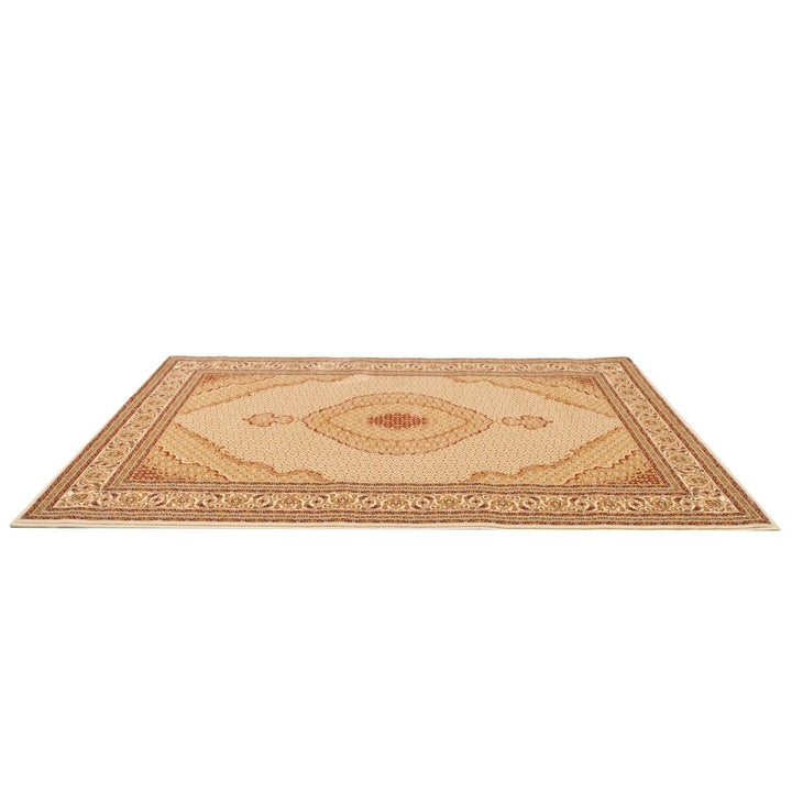 4 x 6 Beige and Ivory Oriental Power Loom Area Rug Image 7