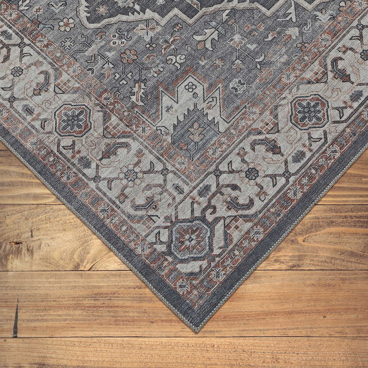 4 X 6 Black Oriental Power Loom Stain Resistant Area Rug Image 1