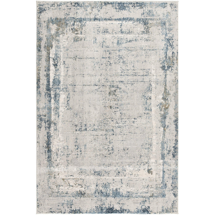 4 x 6 Blue and Ivory Abstract Power Loom Area Rug Image 1