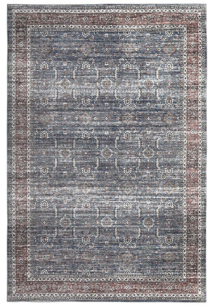 4 X 6 Blue Oriental Distressed Stain Resistant Area Rug Image 4