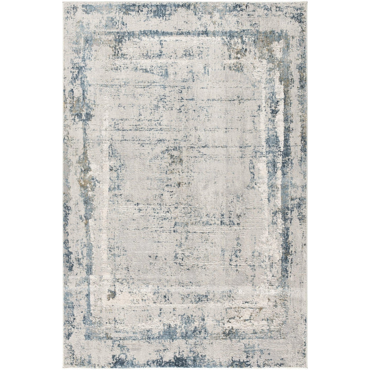 4 x 6 Blue and Ivory Abstract Power Loom Area Rug Image 8