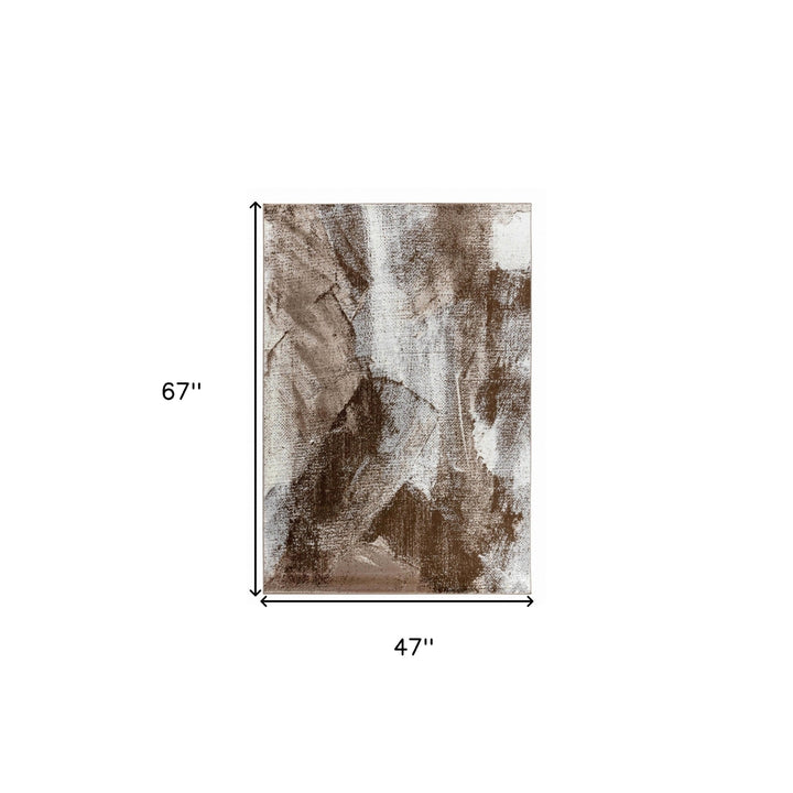 4 X 6 Brown Abstract Area Rug Image 1