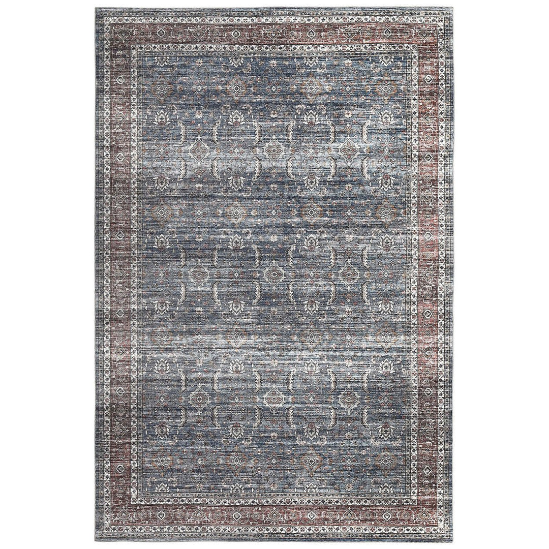 4 X 6 Blue Oriental Distressed Stain Resistant Area Rug Image 7