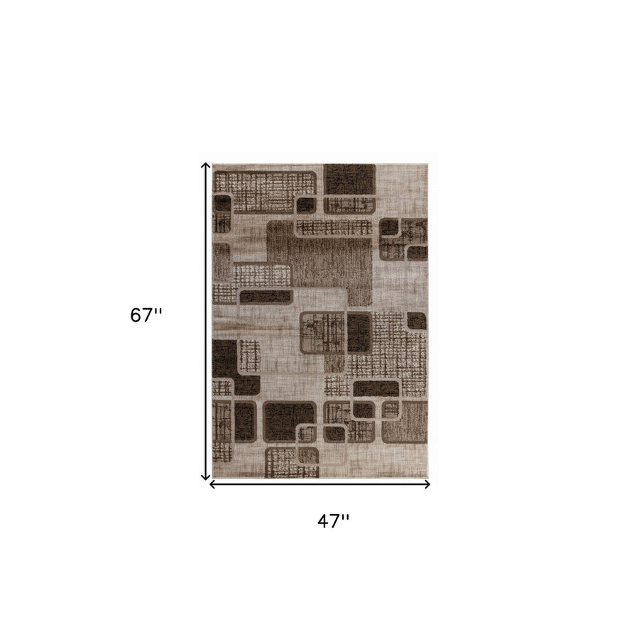 4 X 6 Brown Geometric Area Rug Image 1