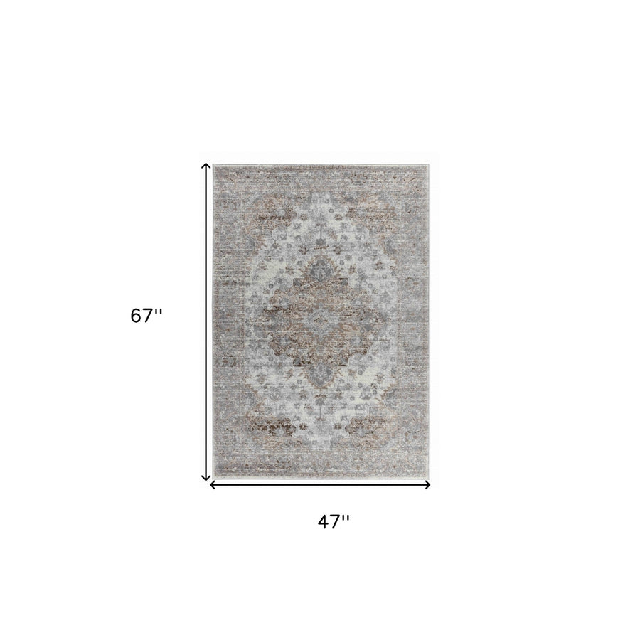 4 X 6 Brown Oriental Area Rug Image 1