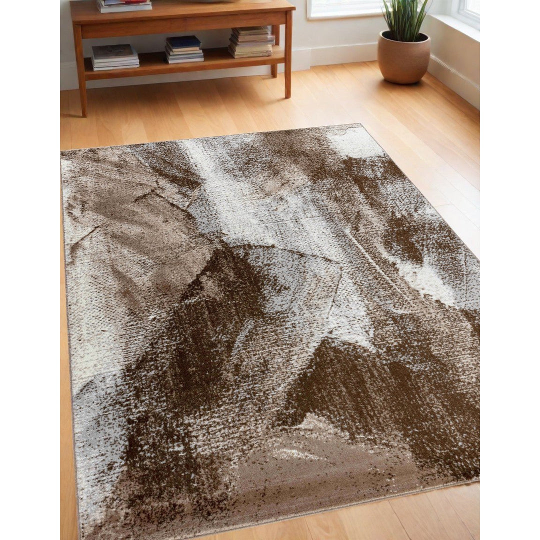 4 X 6 Brown Abstract Area Rug Image 10