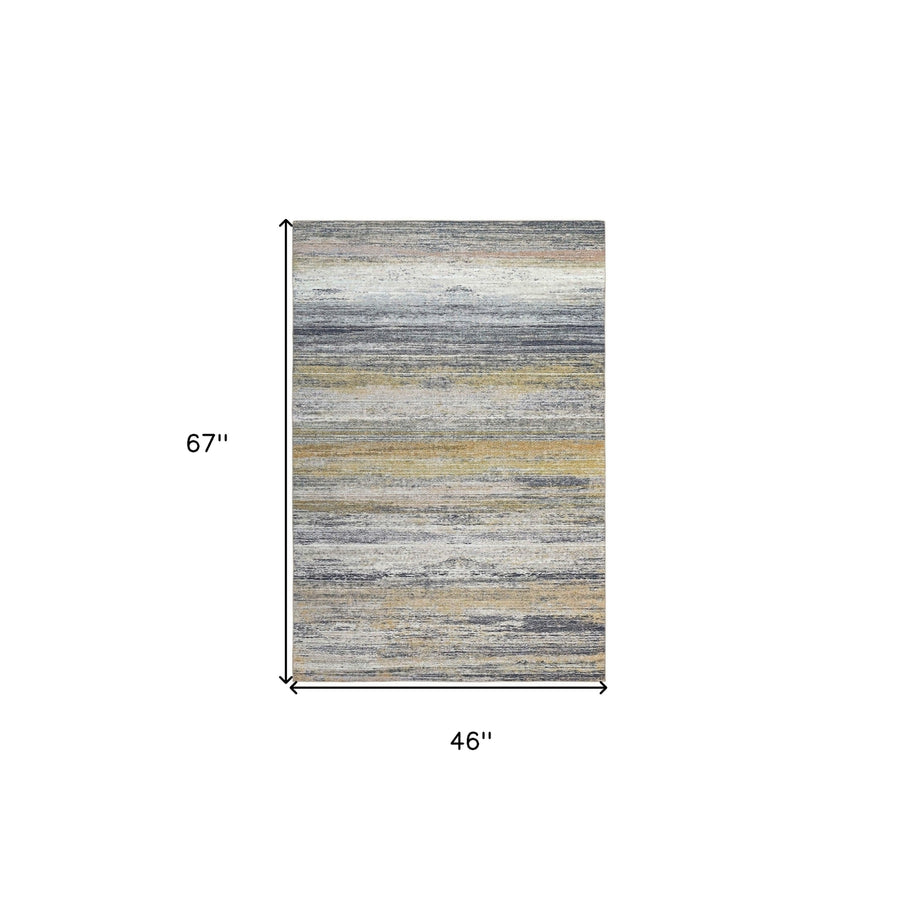 4 X 6 Gold Abstract Stain Resistant Area Rug Image 1