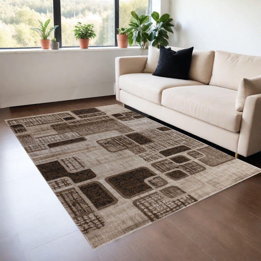 4 X 6 Brown Geometric Area Rug Image 10