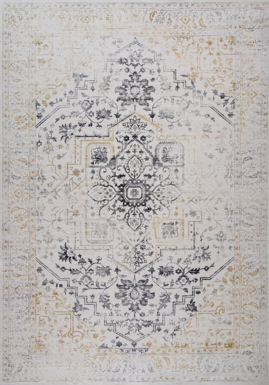 4 x 6 Gray and Gold Oriental Area Rug Image 2