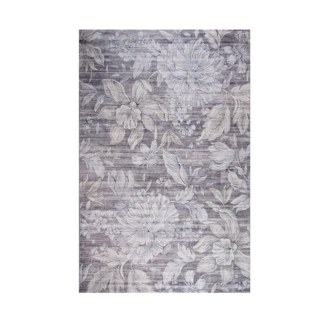 4 x 6 Gray and Beige Floral Area Rug Image 12