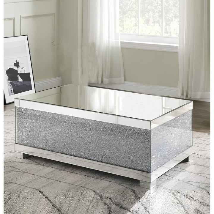 47" Silver Glass Mirrored Coffee Table Image 7