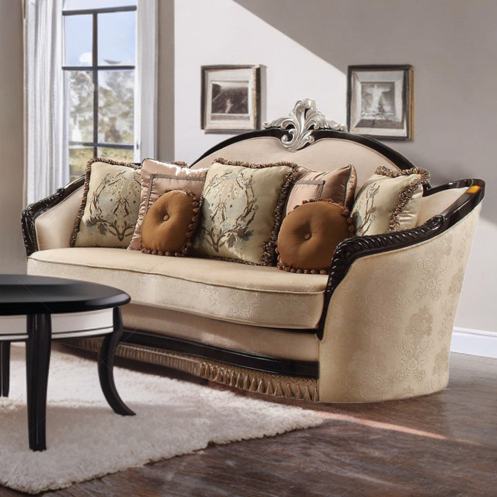 41" Tan Fabric Sofa With Legs Image 3