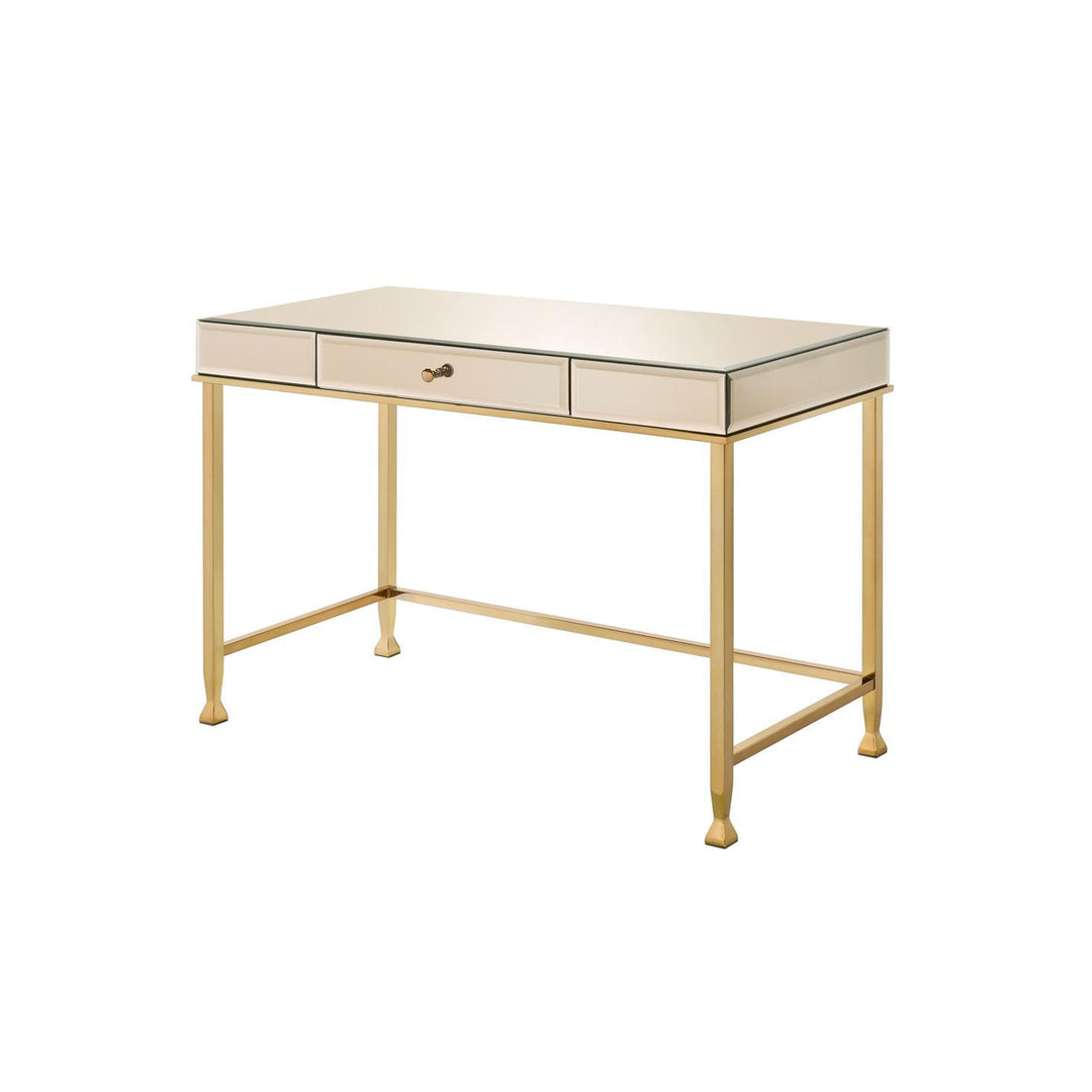 42" Champagne Mirrored Writing Desk Image 1