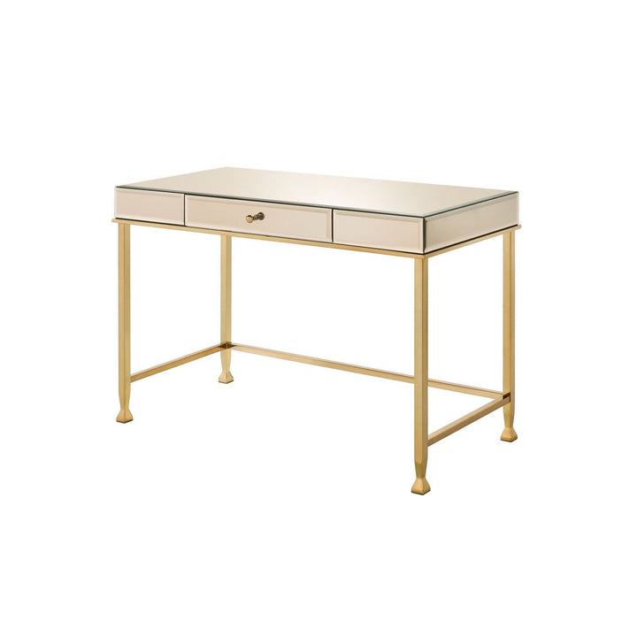 42" Champagne Mirrored Writing Desk Image 1