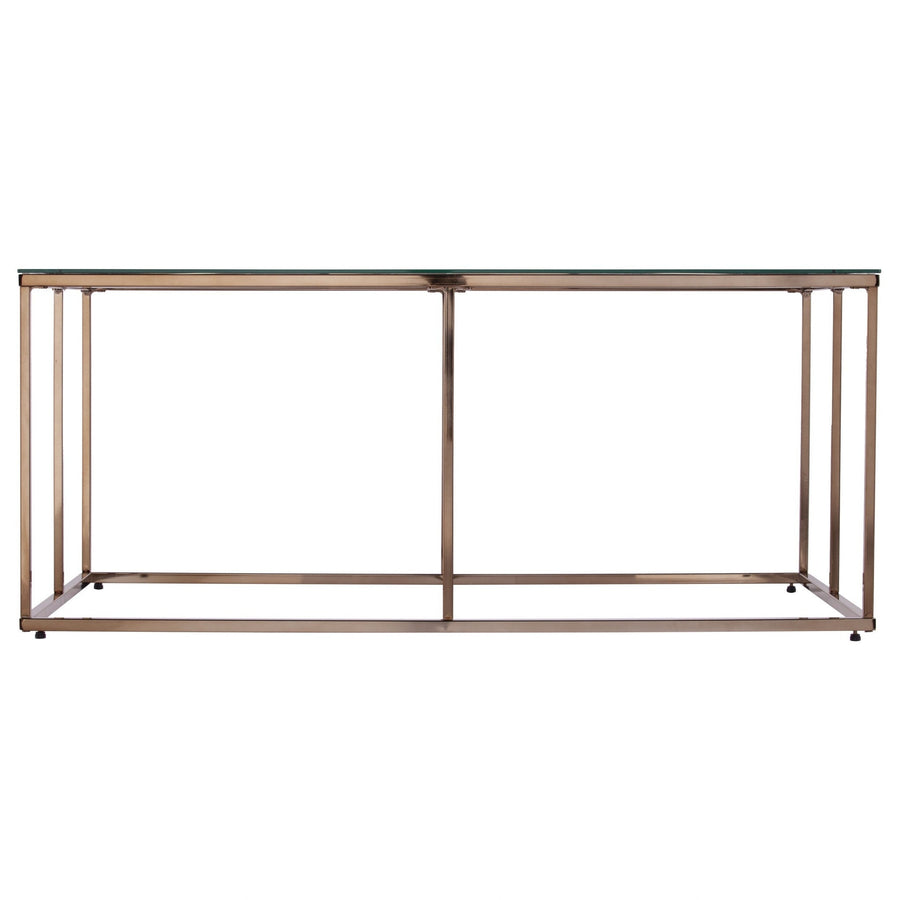 42" Champagne Glass And Metal Geometric Coffee Table Image 1