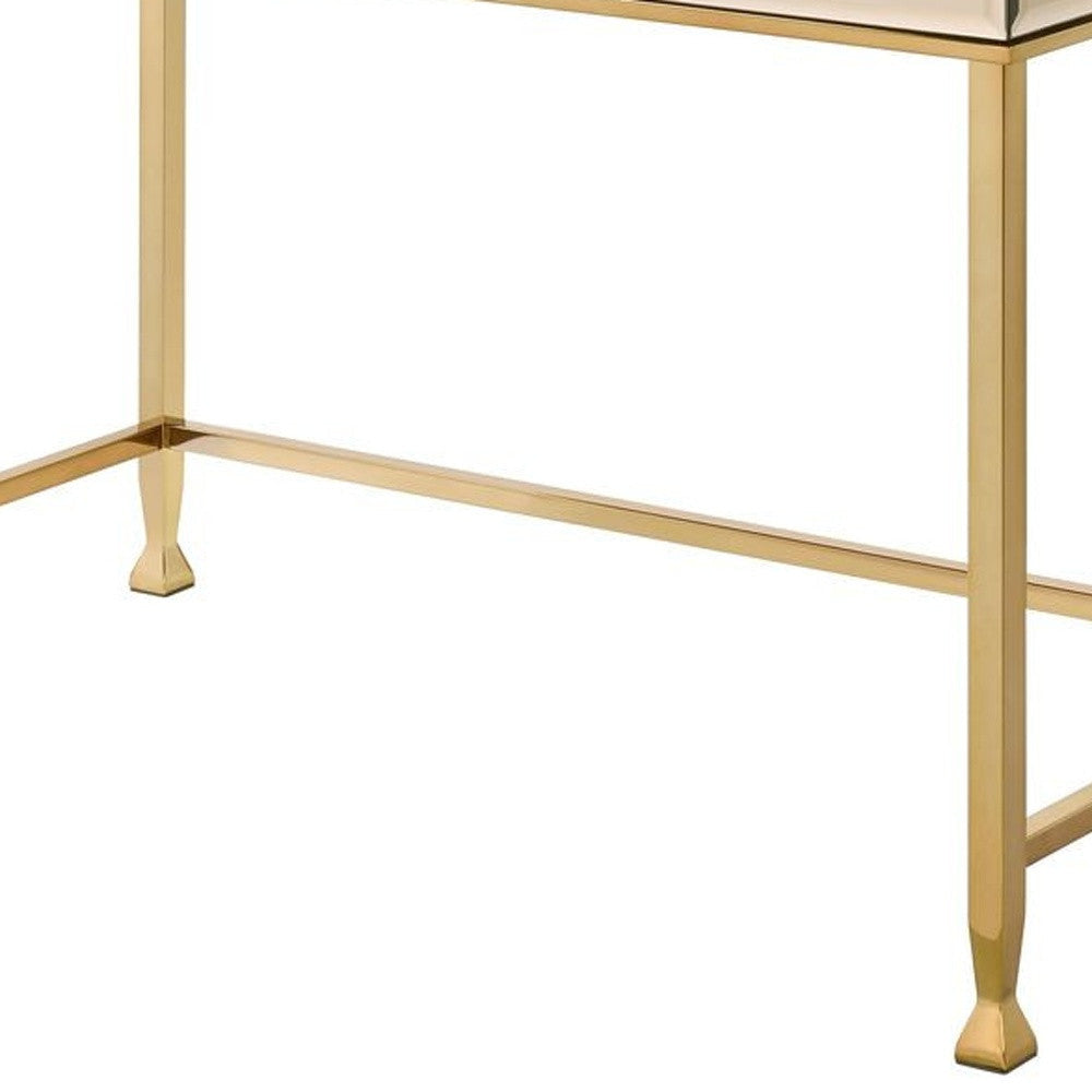 42" Champagne Mirrored Writing Desk Image 2