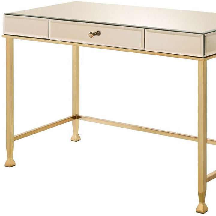 42" Champagne Mirrored Writing Desk Image 3