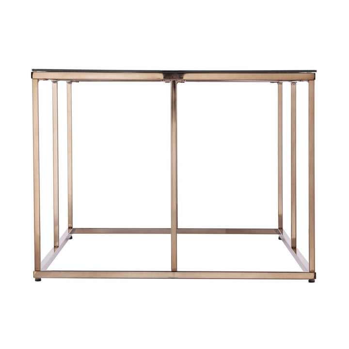 42" Champagne Glass And Metal Geometric Coffee Table Image 3