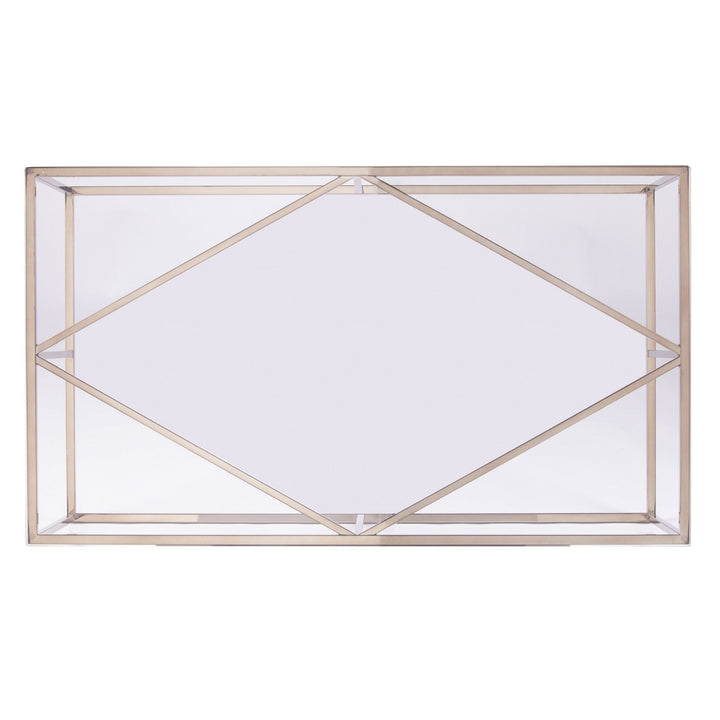 42" Champagne Glass And Metal Geometric Coffee Table Image 4