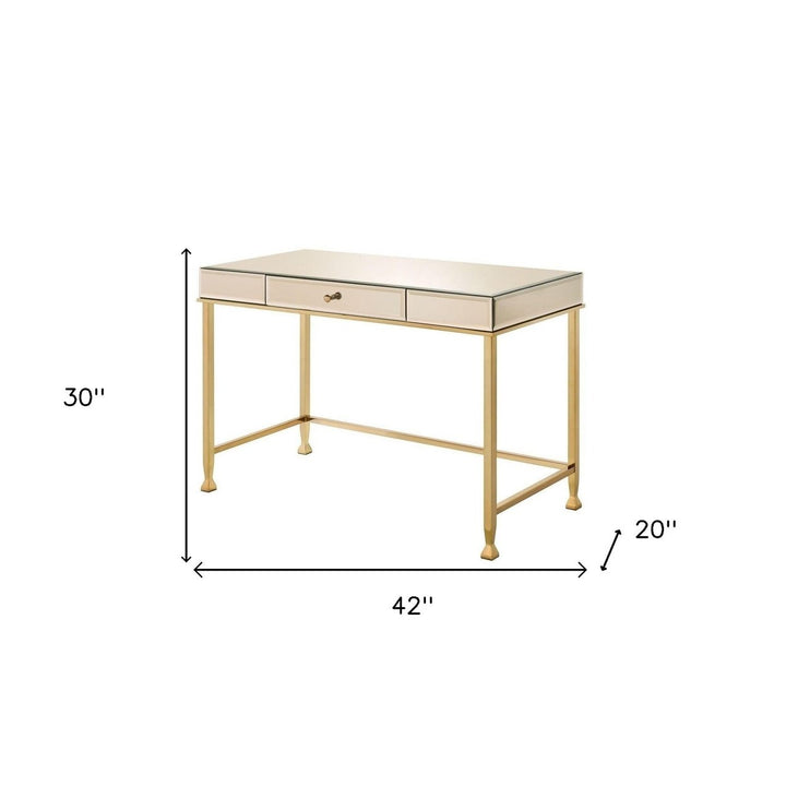 42" Champagne Mirrored Writing Desk Image 5