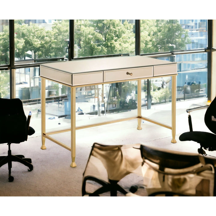 42" Champagne Mirrored Writing Desk Image 6