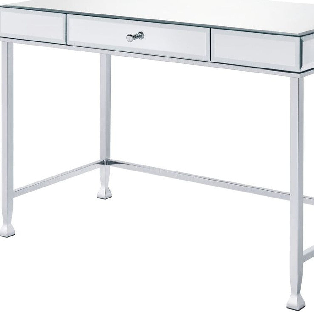 42" Clear Mirrored Writing Desk Image 3