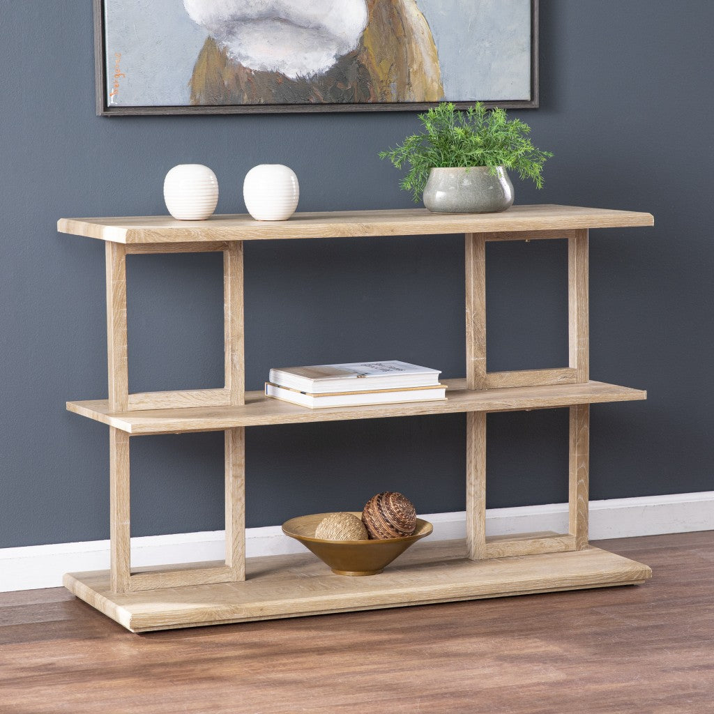 42" Natural Floor Shelf Console Table With Storage Image 1