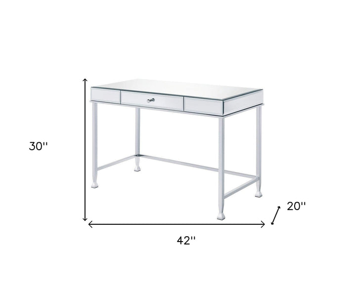 42" Clear Mirrored Writing Desk Image 5