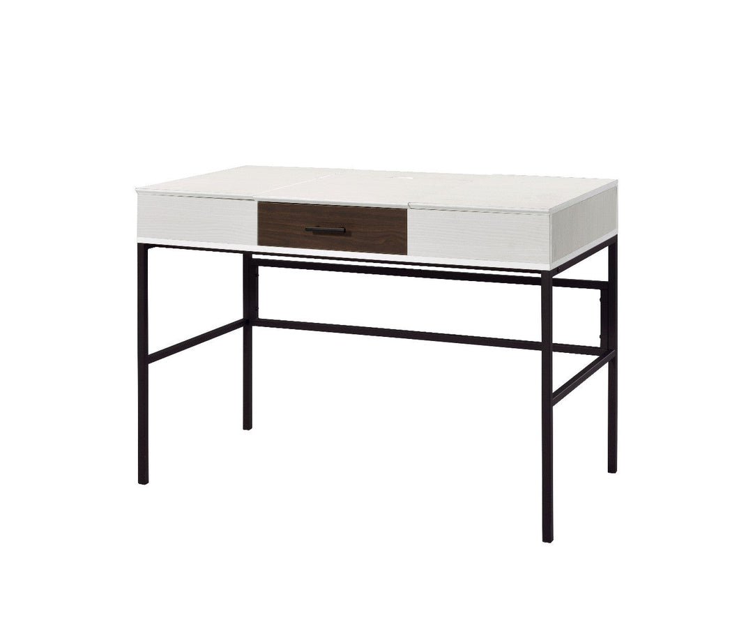 42" White and Black Writing Desk Image 1