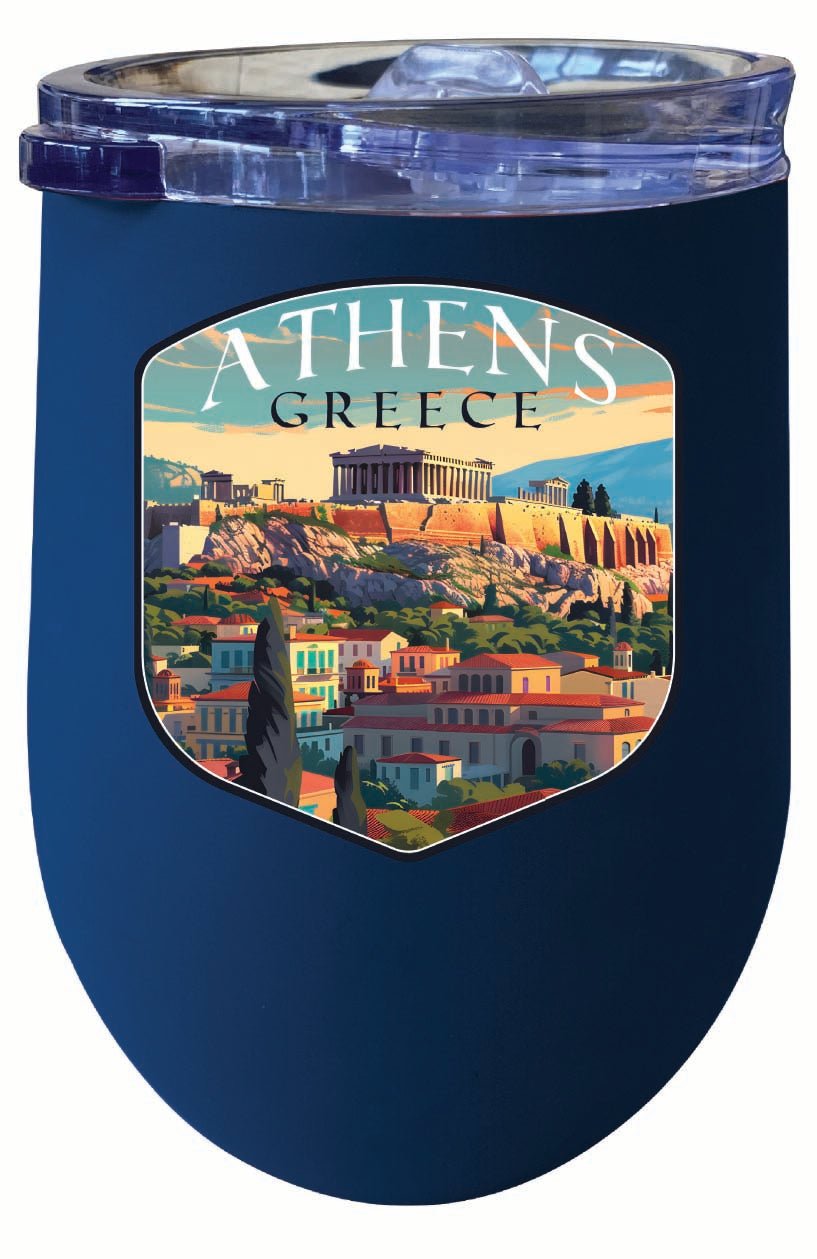 Athens Greece Acropolis Cityscape Design Souvenir 12 oz Insulated Wine Stainless Steel Tumbler Image 1