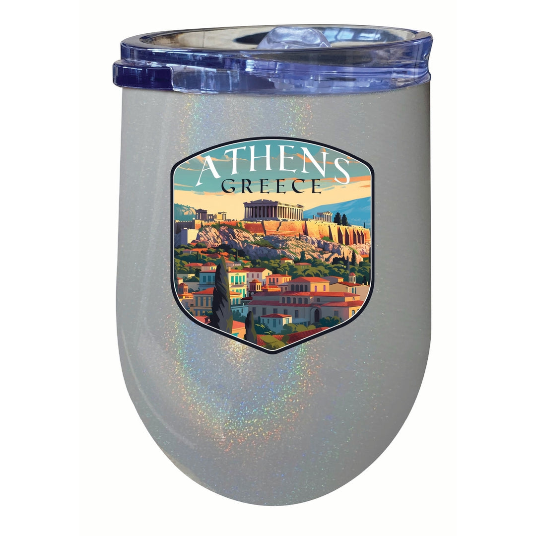 Athens Greece Acropolis Cityscape Design Souvenir 12 oz Insulated Wine Stainless Steel Tumbler Image 3