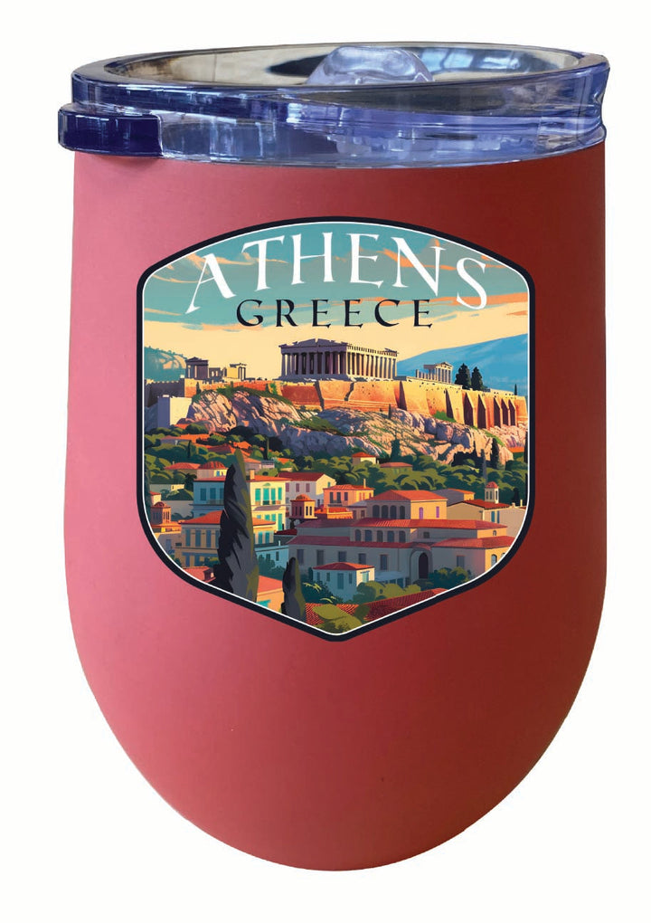 Athens Greece Acropolis Cityscape Design Souvenir 12 oz Insulated Wine Stainless Steel Tumbler Image 4