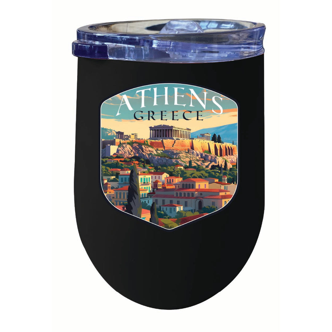 Athens Greece Acropolis Cityscape Design Souvenir 12 oz Insulated Wine Stainless Steel Tumbler Image 5