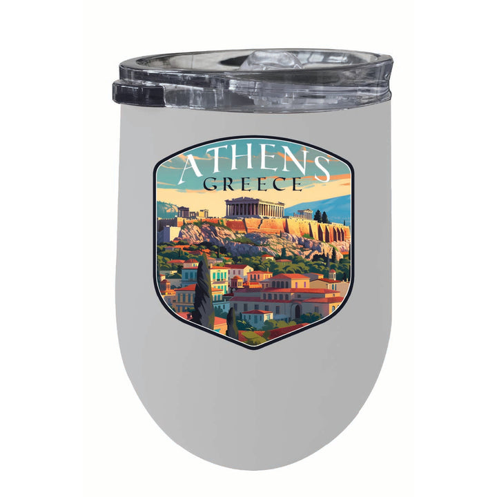 Athens Greece Acropolis Cityscape Design Souvenir 12 oz Insulated Wine Stainless Steel Tumbler Image 6