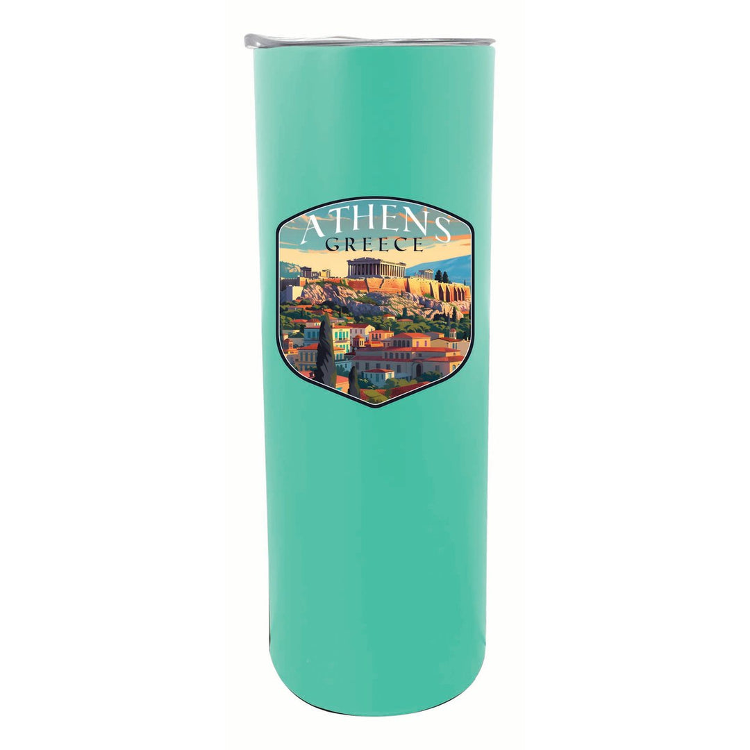 Athens Greece Acropolis Cityscape Design Souvenir 20 oz Insulated Stainless Steel Skinny Tumbler Image 1