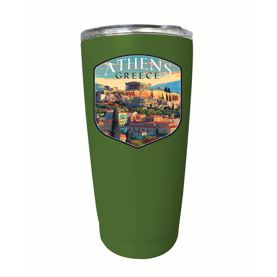 Athens Greece Acropolis Cityscape Design Souvenir 16 oz Stainless Steel Insulated Tumbler Image 1