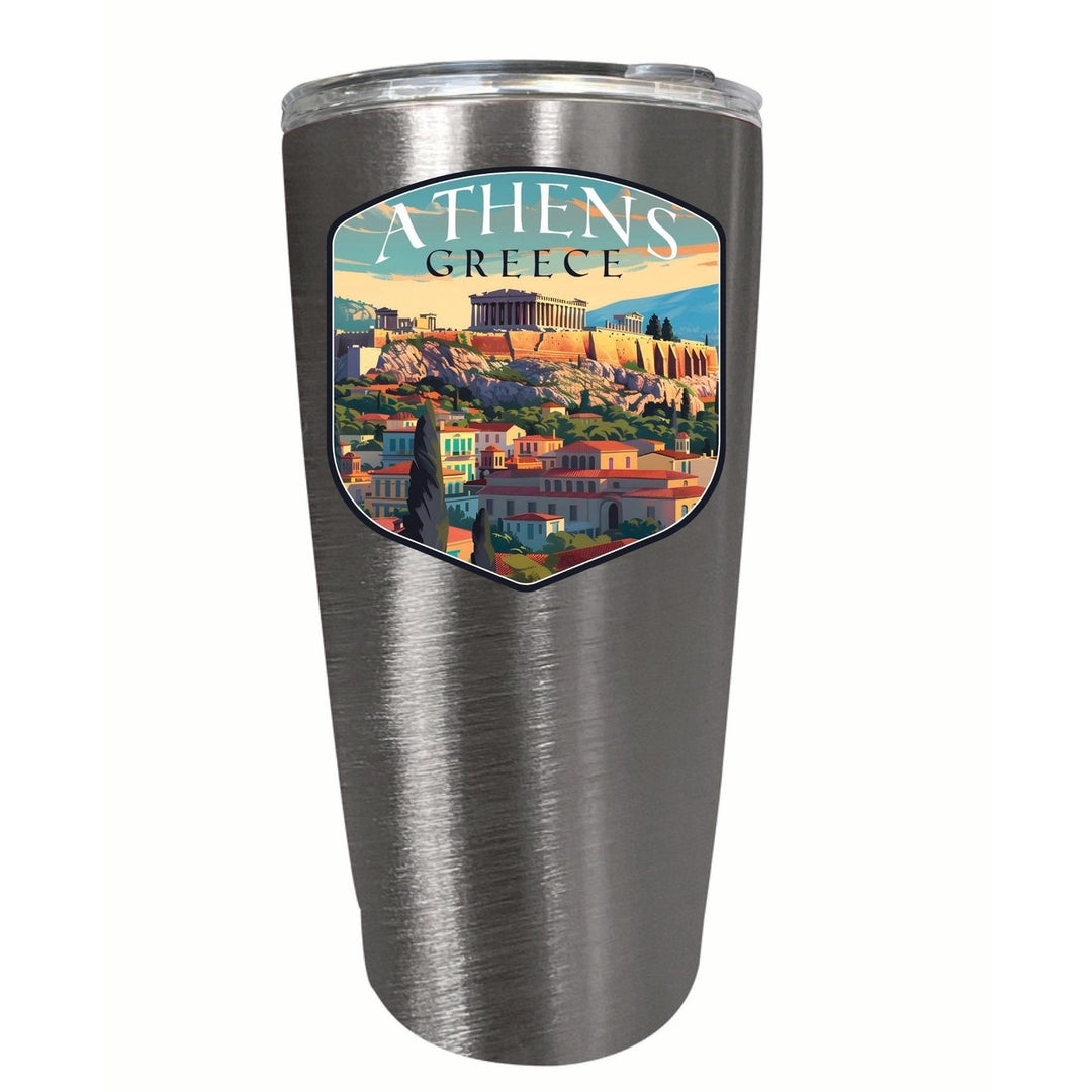 Athens Greece Acropolis Cityscape Design Souvenir 16 oz Stainless Steel Insulated Tumbler Image 1