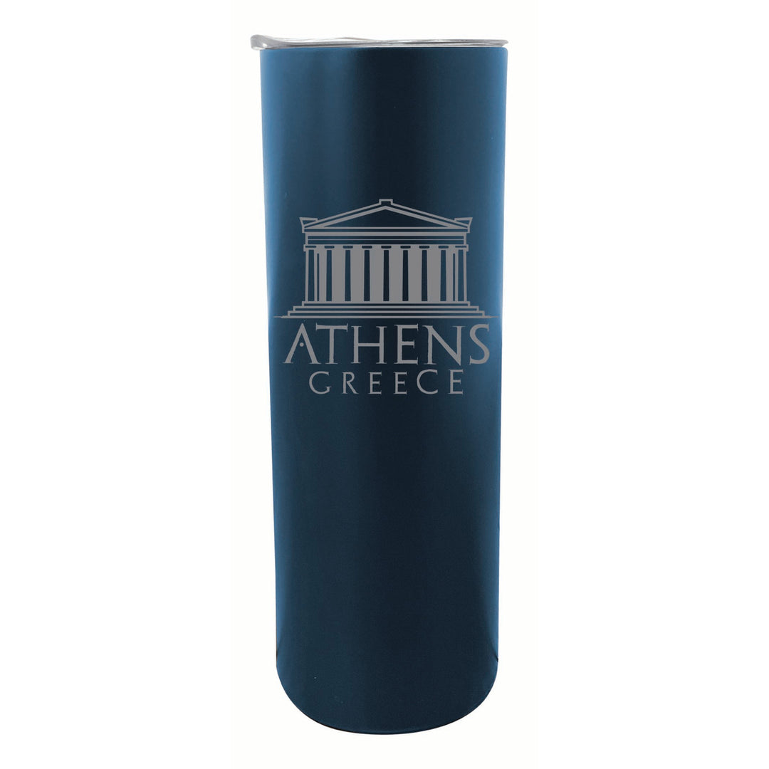 Athens Greece Souvenir 20 oz Engraved Insulated Stainless Steel Skinny Tumbler Image 1