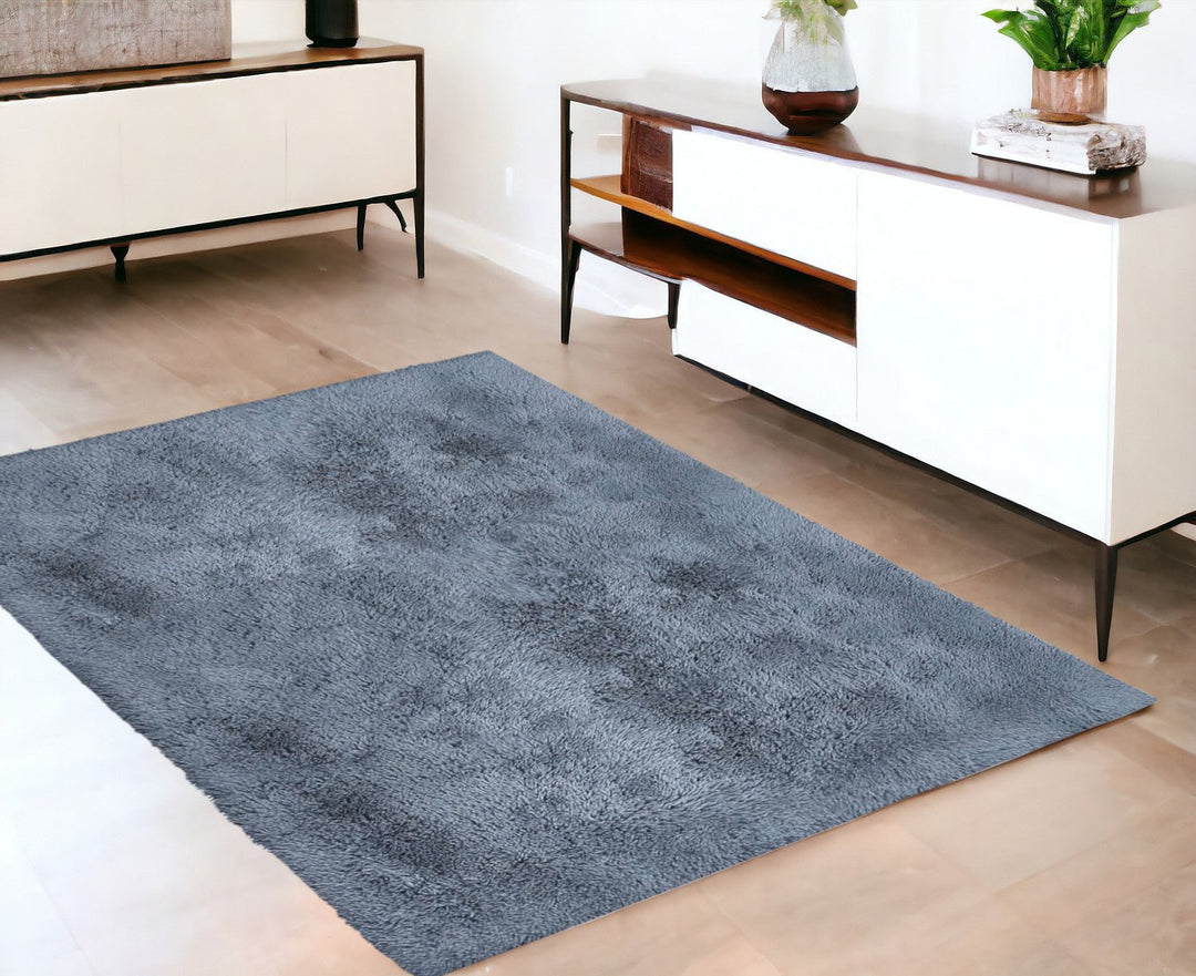 5 X 7 Gray Shag Non Skid Area Rug Image 1