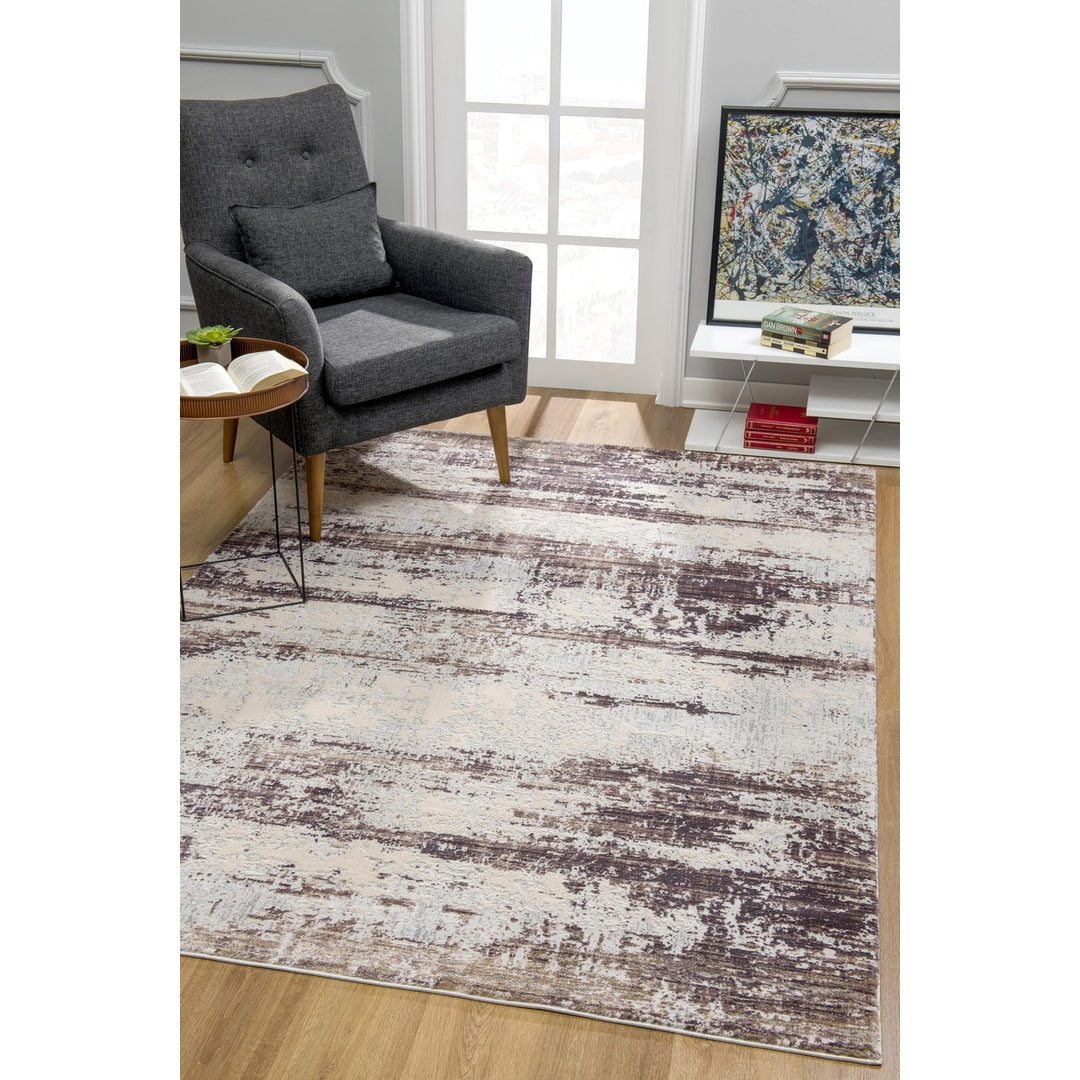 5 X 7 Violet Abstract Dhurrie Area Rug Image 5