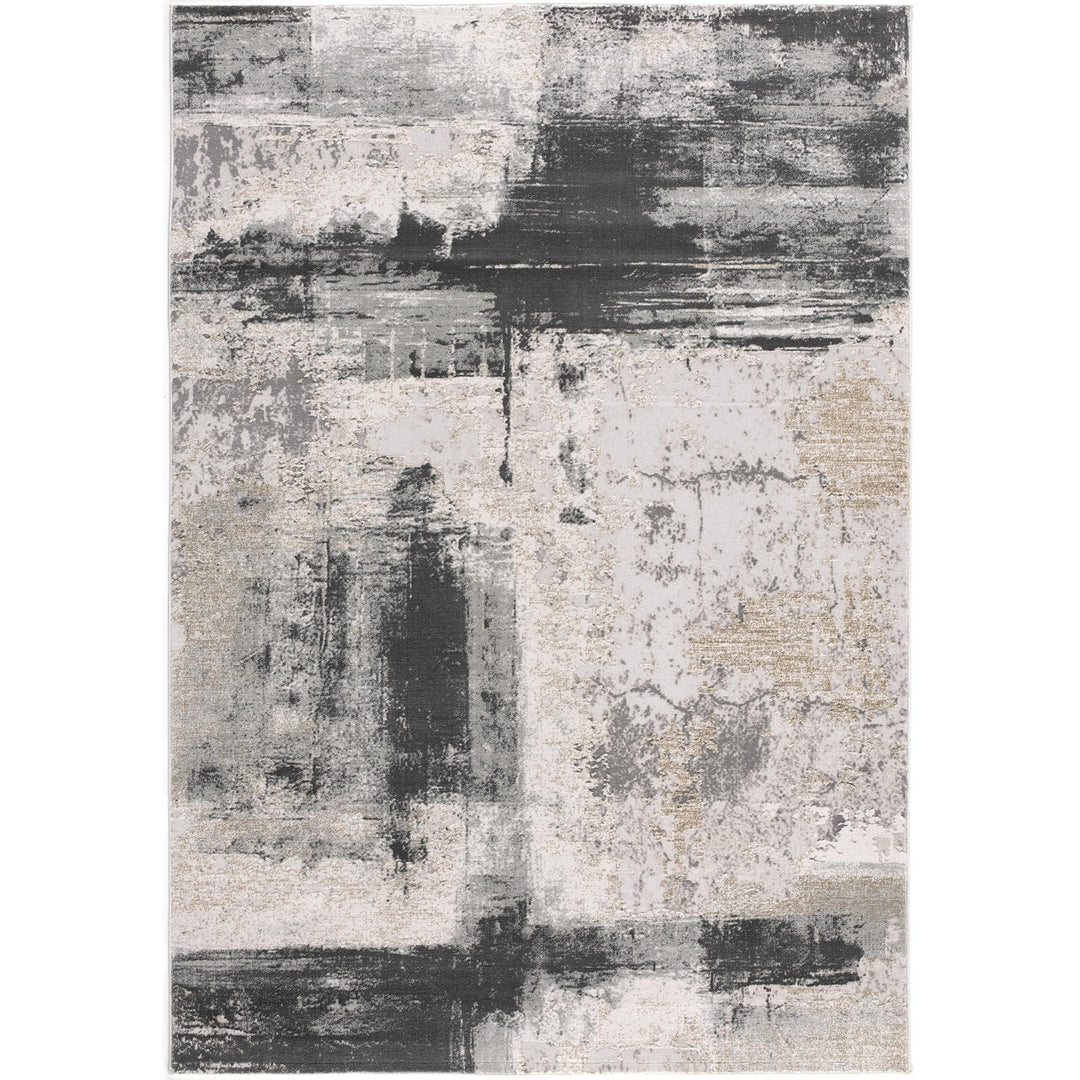 5 X 7 Gray And Ivory Abstract Dhurrie Area Rug Image 4