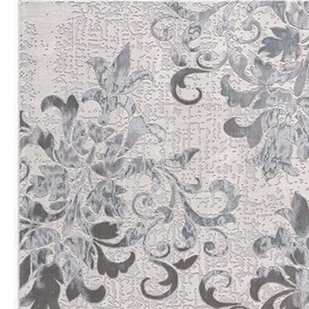 5 X 7 Blue Damask Power Loom Area Rug Image 1