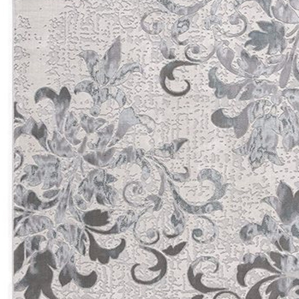 5 X 7 Blue Damask Power Loom Area Rug Image 4