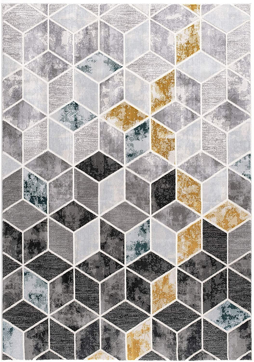 5 X 7 Gray Geometric Power Loom Area Rug Image 5