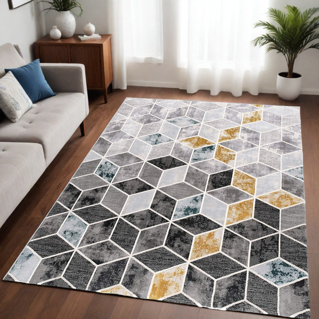 5 X 7 Gray Geometric Power Loom Area Rug Image 10