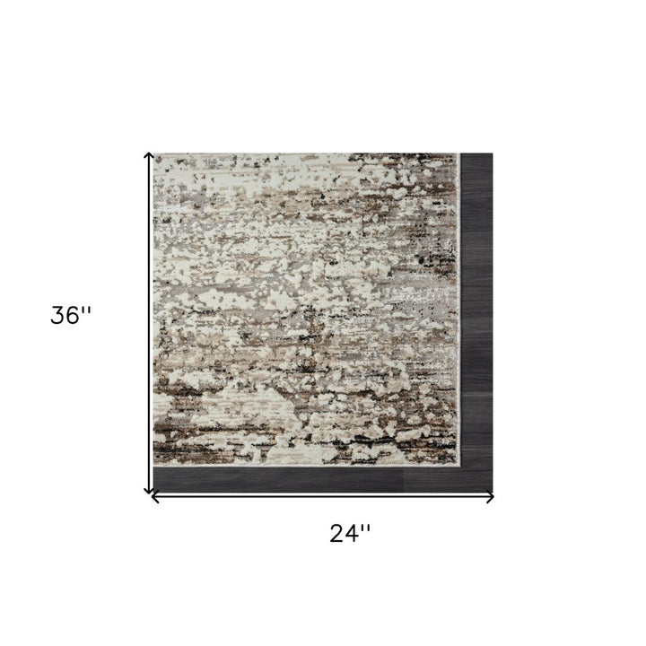 2 X 8 Beige Abstract Distressed Runner Rug Image 8