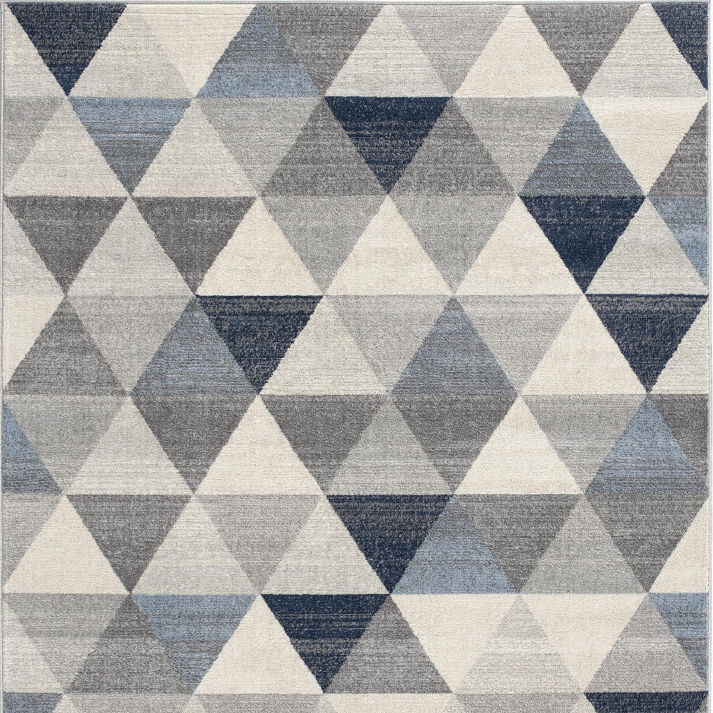 4 X 6 Navy Blue Geometric Diamond Area Rug Image 10