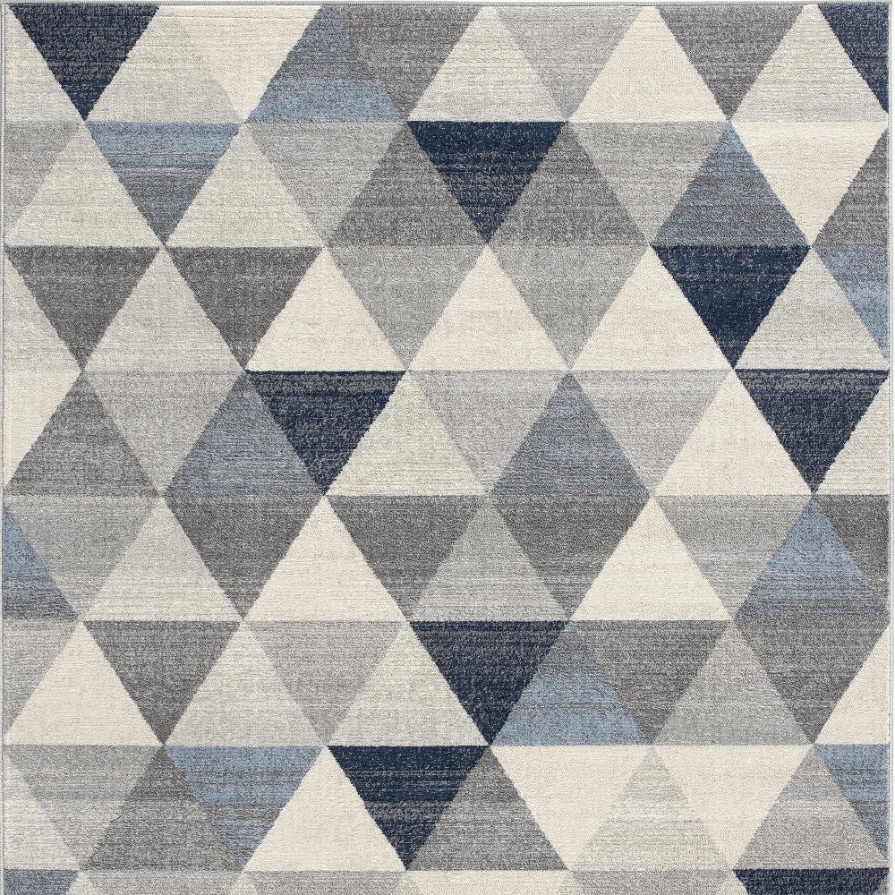 4 X 6 Navy Blue Geometric Diamond Area Rug Image 1