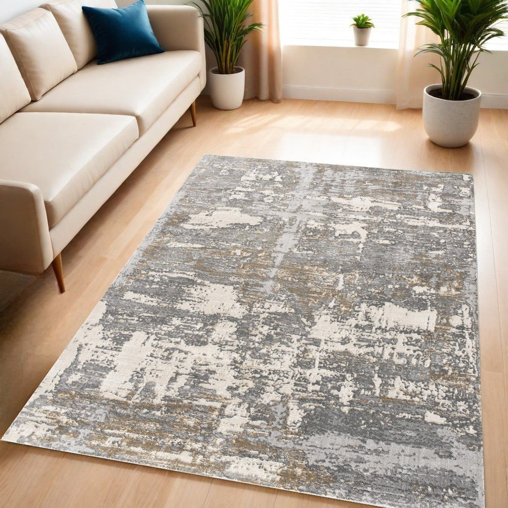 4 X 6 Beige And Gray Distressed Area Rug Image 2